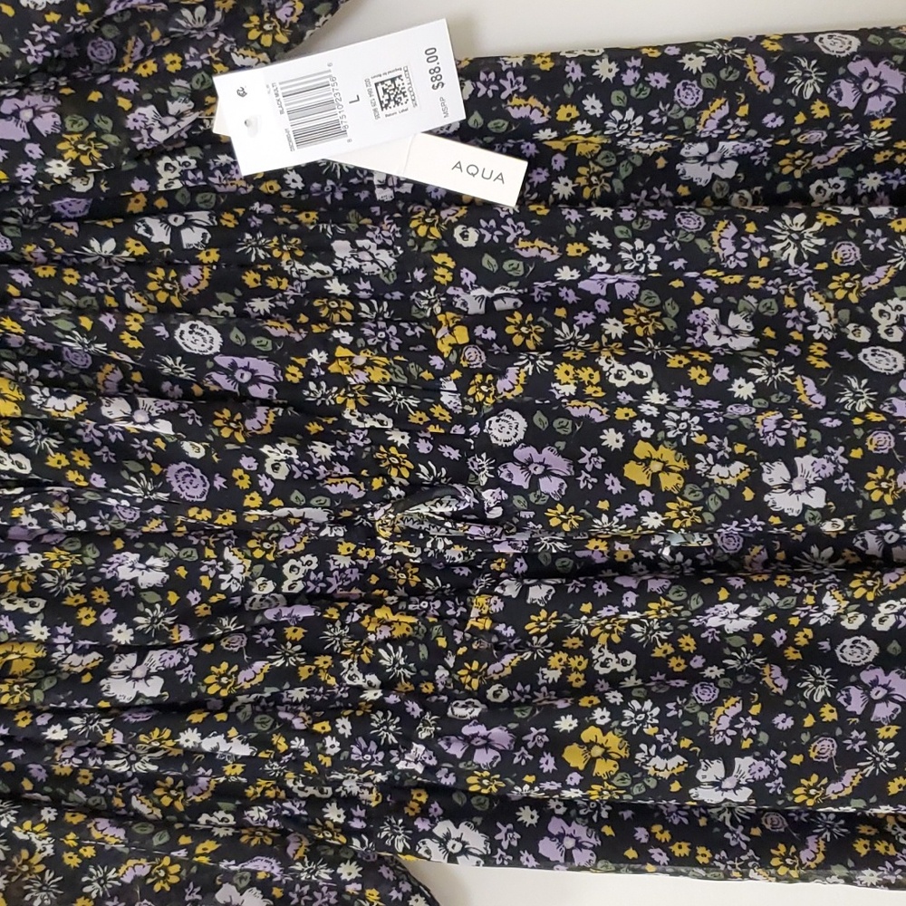 NWT Aqua Puffsleeve Boho Floral & Paisley Peasant Mid Length Multi Color Sz L - Picture 8 of 17